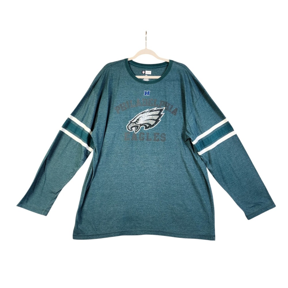 NFL Team Apparel Mens Philadelphia Eagles Long Sleeve Shirt Size 2XL Green Sport